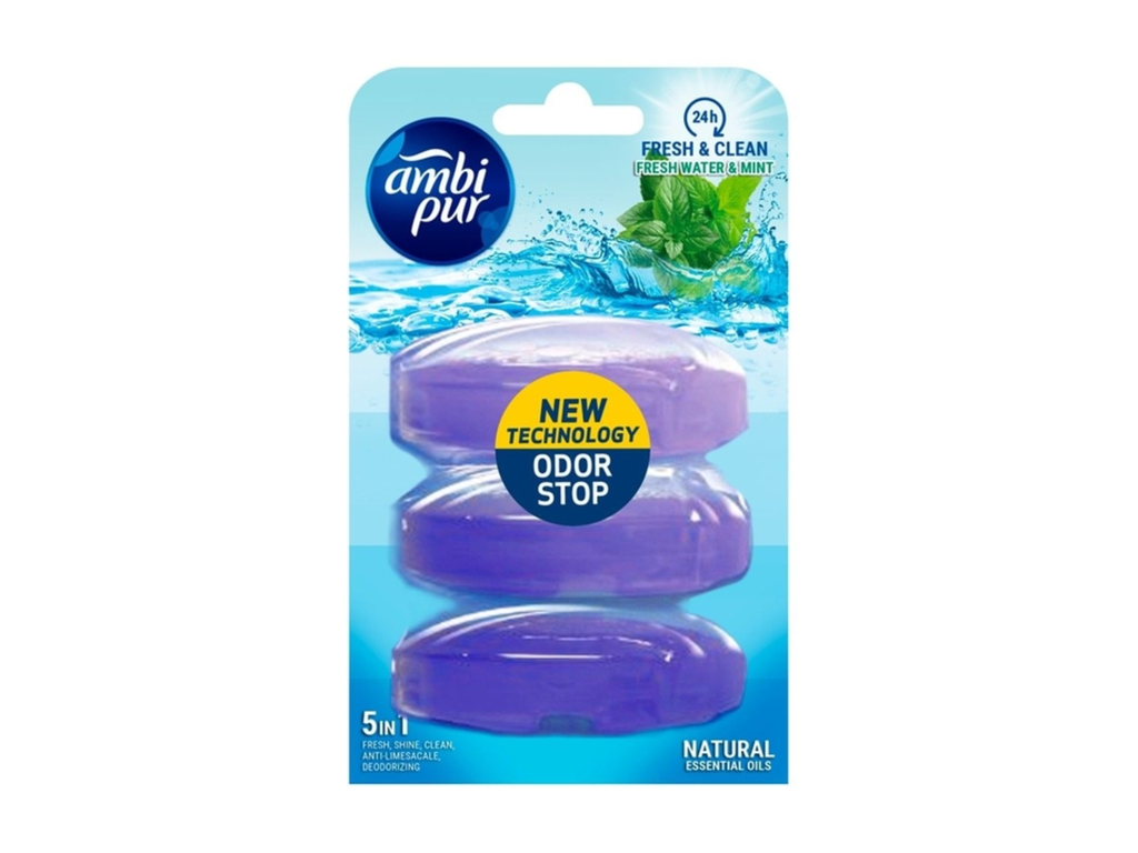 Toiletblok navulling Ambi Pur Fresh Water & Mint 3x55ml