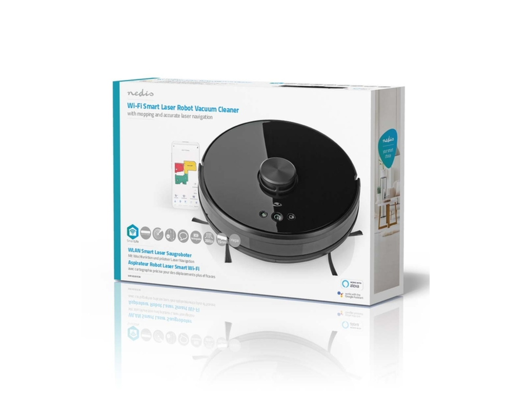Robotstofzuiger Nedis Smartlife wifi laser 3-in-1 zwart
