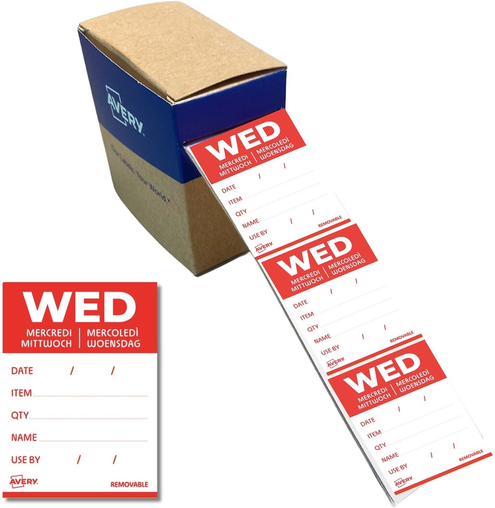 Etiketten voedselcodering Avery HACCP woensdag  40 x 56 mm(500)
