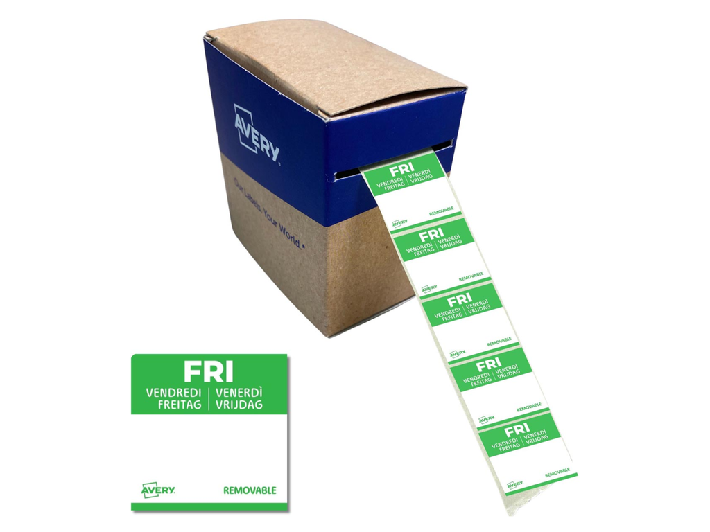 Etiketten voedselcodering Avery HACCP vrijdag  25 x 25 mm(1000)