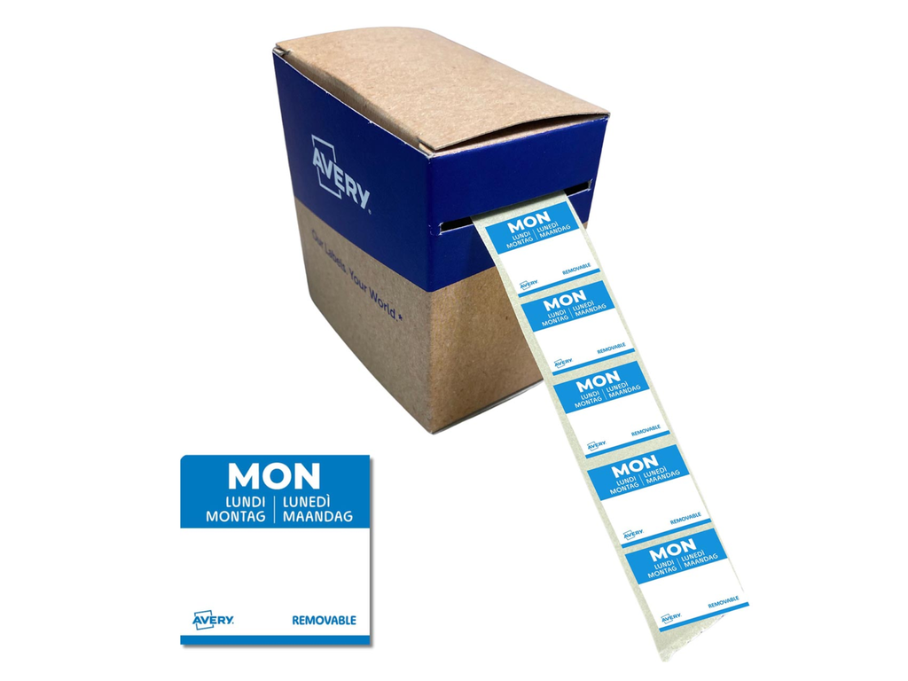 Etiketten voedselcodering Avery HACCP maandag  25 x 25 mm(1000)