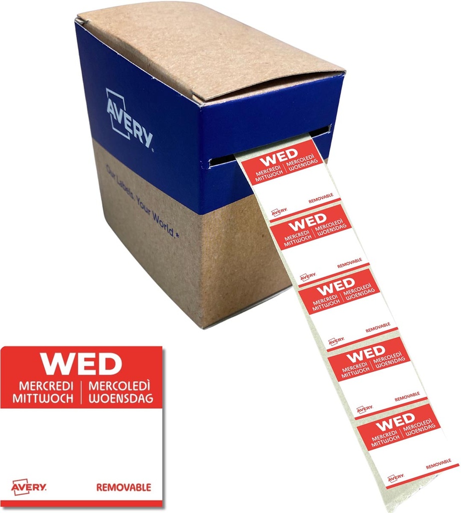 Etiketten voedselcodering Avery HACCP woensdag  25 x 25 mm(1000)