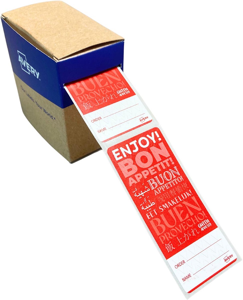 Etiketten Avery sluitzegel bezorgmaaltijden met breukindicatie 40 x 95 mm (250)