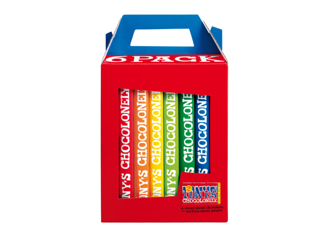Chocolade Tony's Chocolonely Rainbowpack Classic 6 repen à 180gr