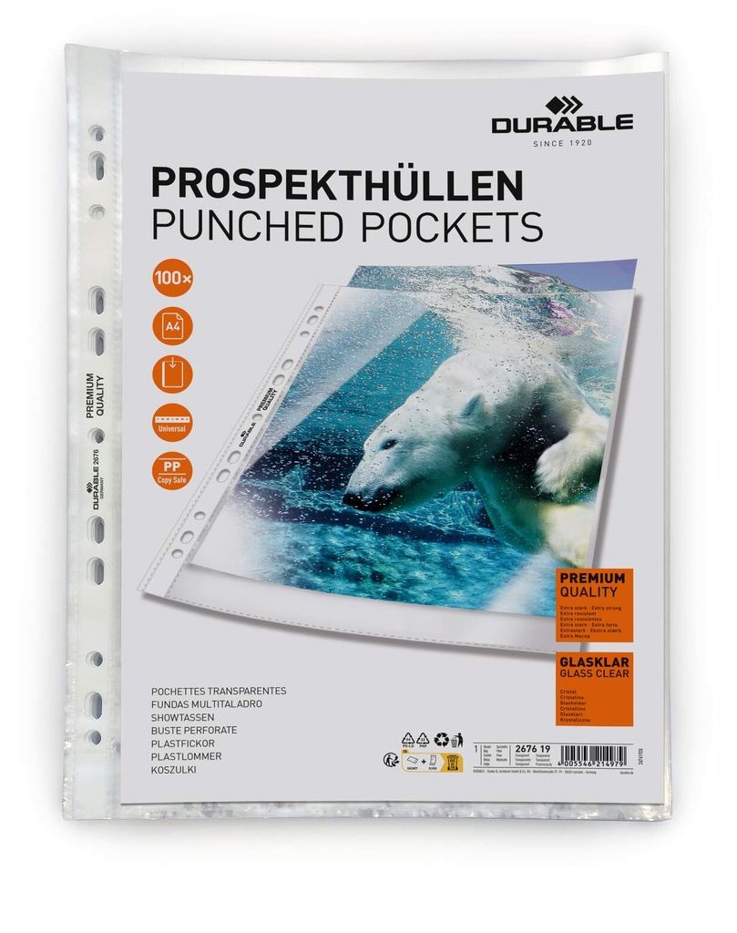 Geperf. hoes PREMIUM A4 kristal PP (100)