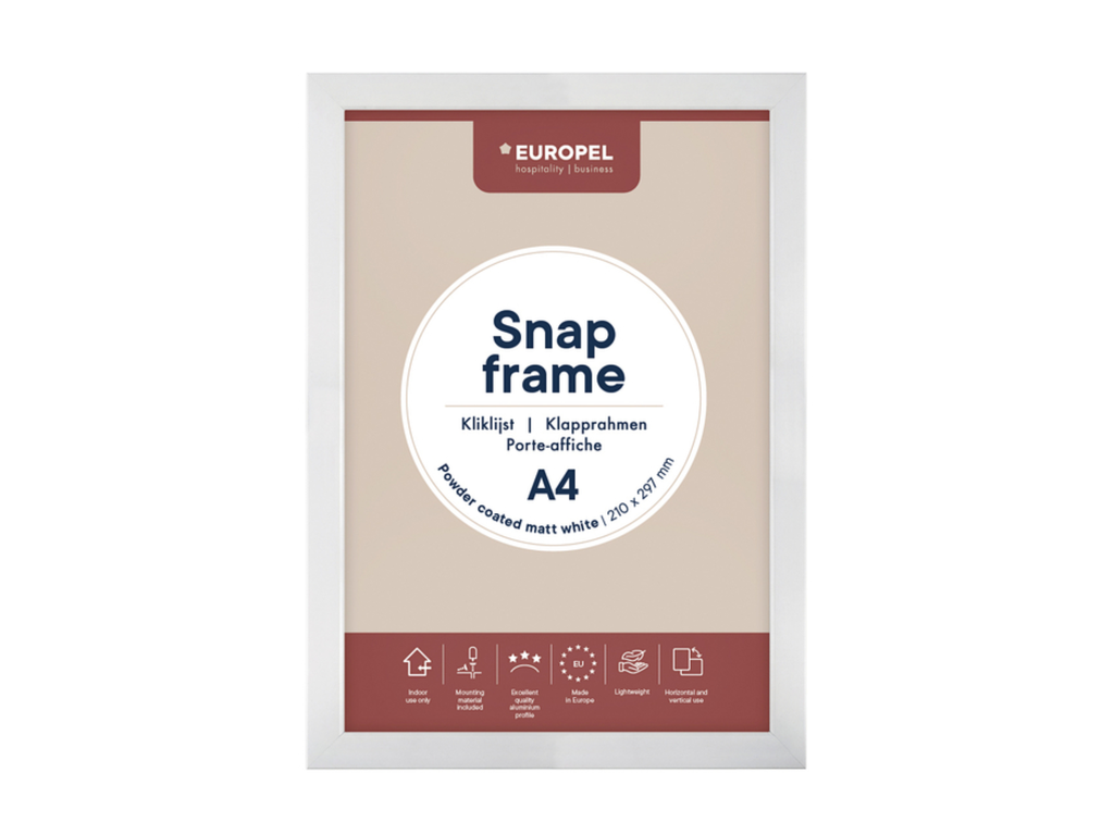 Kliklijst Europel A4 rand 25mm mat wit