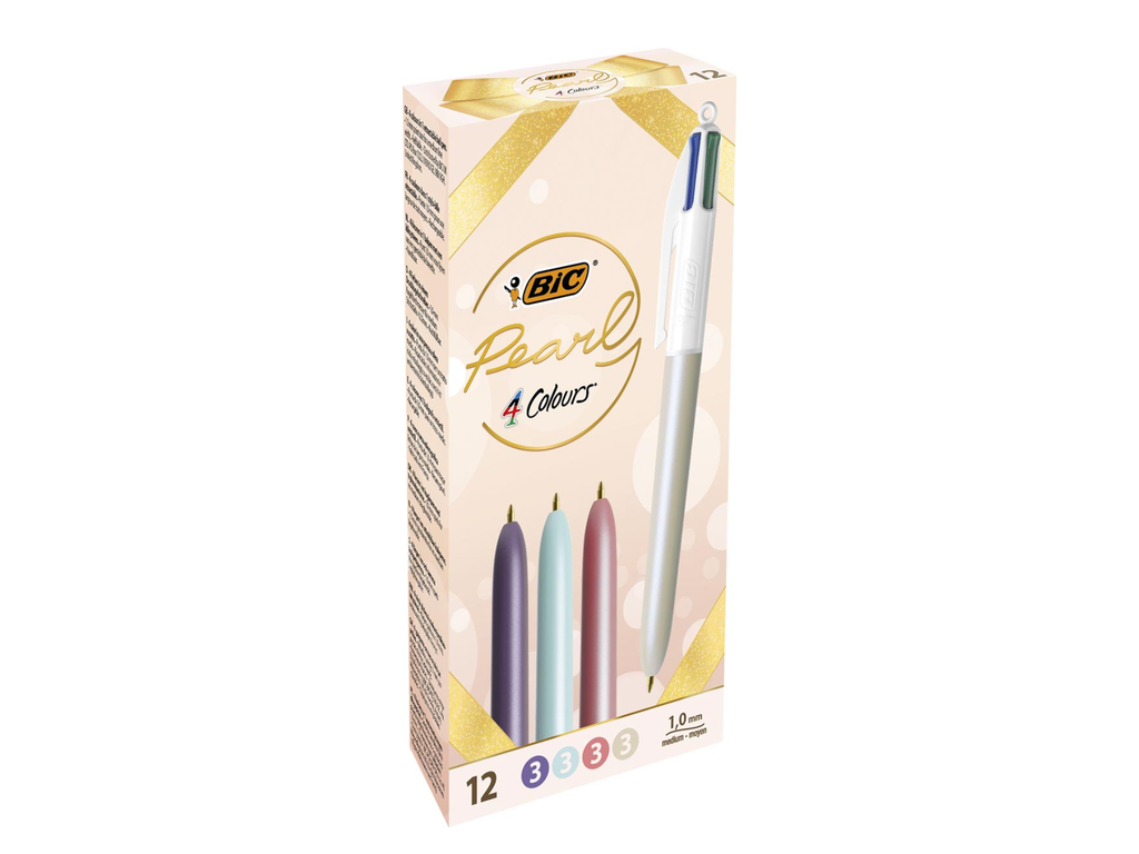 4 kleurenbalpen Bic Pearl assorti (12)