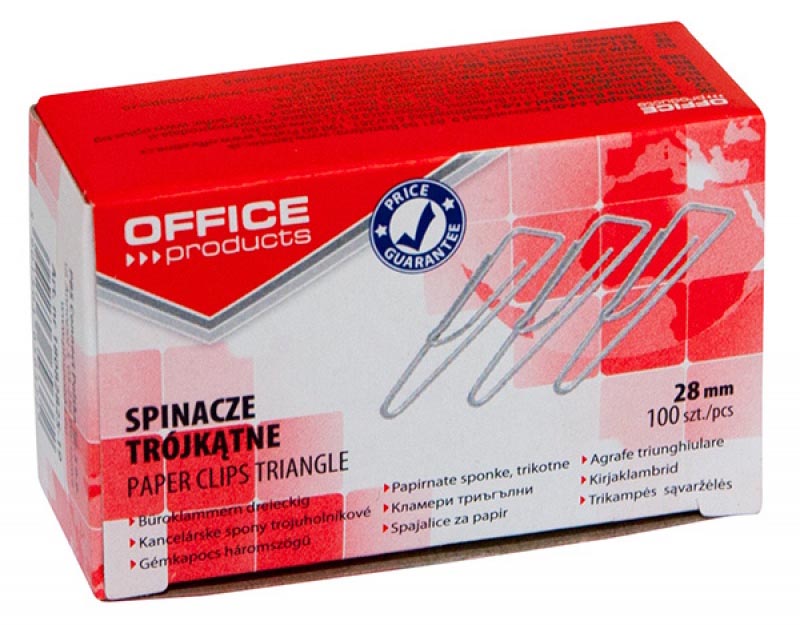 Papierklemmen Office Products 28mm gegalvaniseerd driehoekig (100)