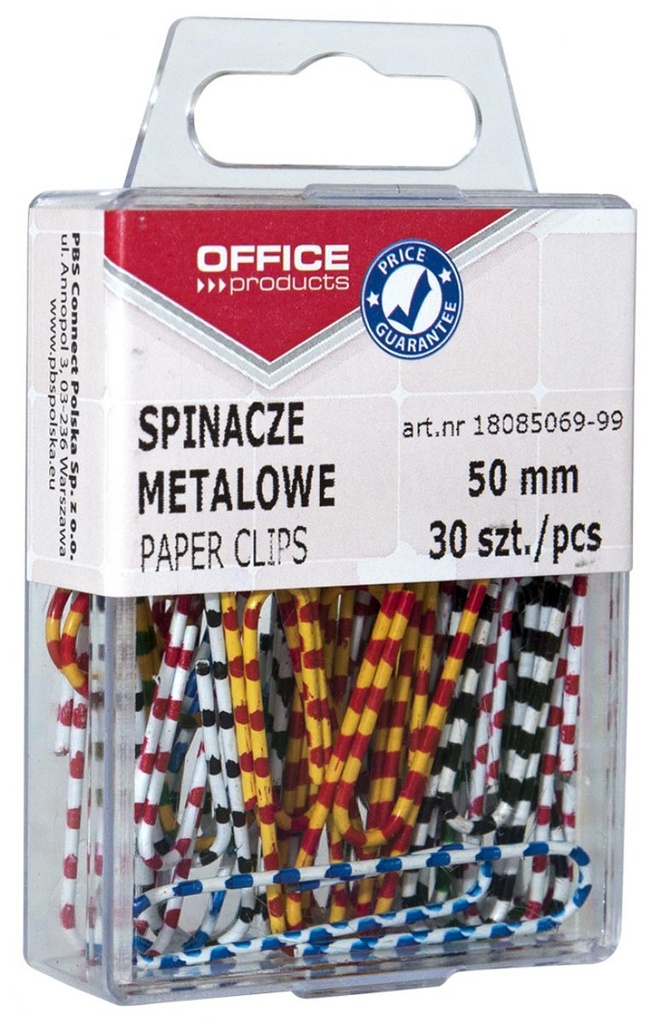 Papierklemmen zebra Office Products 50mm gestreepte geassorteerde kleuren (30)