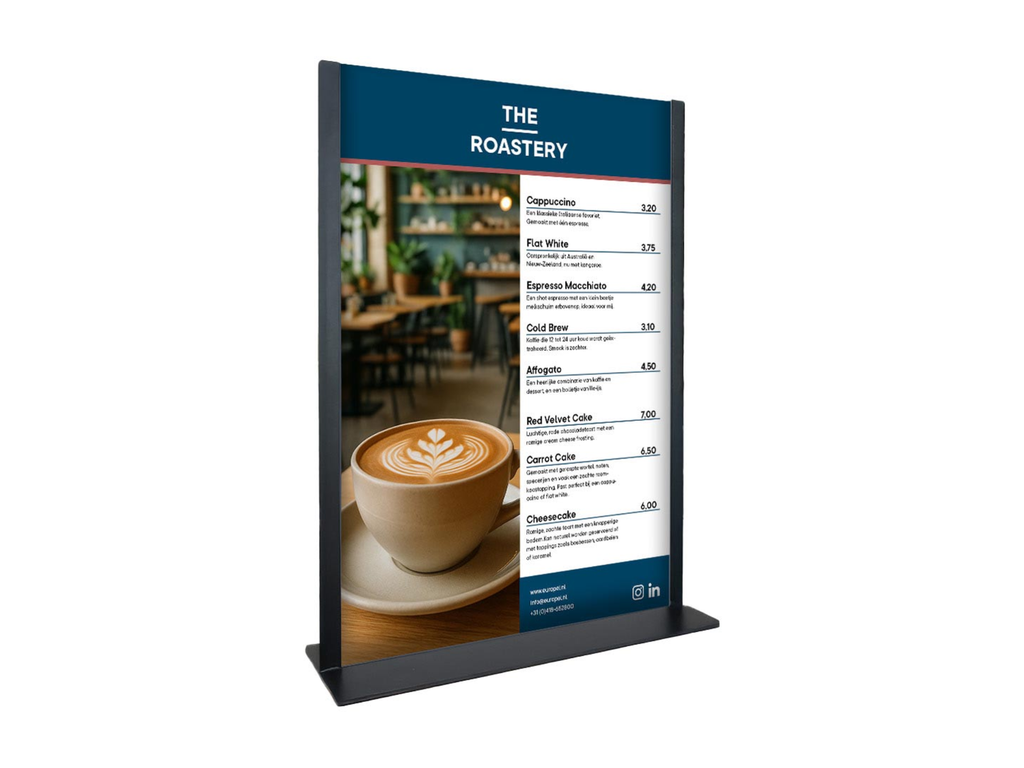 Folderhouder Europel metaal met T-voet A4 staand zwart