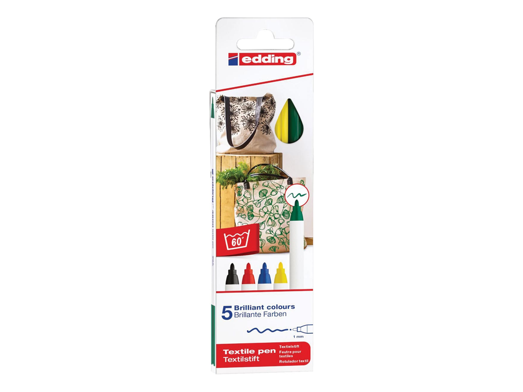 Textielstift Edding 4600 geassorteerde basiskleuren (5)