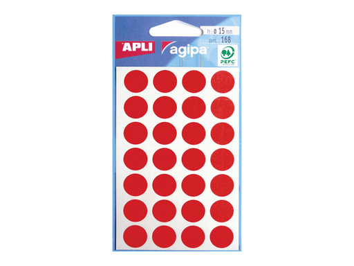 [TIM-11902R] Etiketten Apli Ø 15mm (168) (rood)