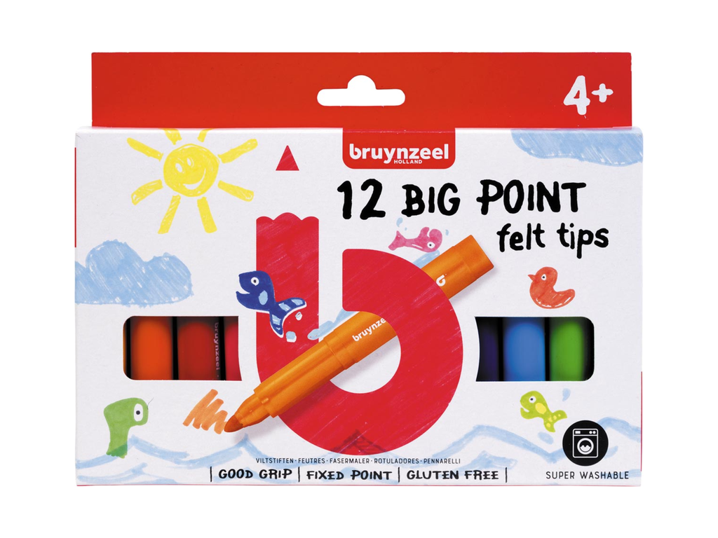 Viltstiften Bruynzeel Kids big point assorti (12)