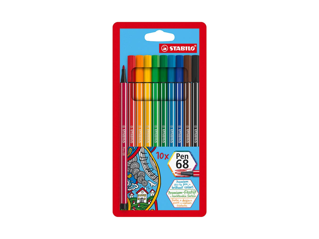 Viltstift Stabilo pen 68 geassorteerde kleuren (10)