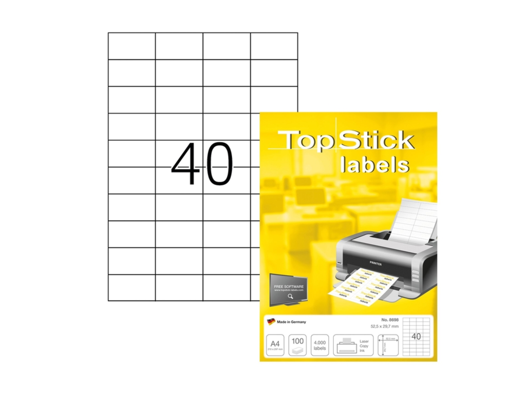 Etiketten Herma 40etik/bl 52.5x29.7mm Topstick wit (4000)