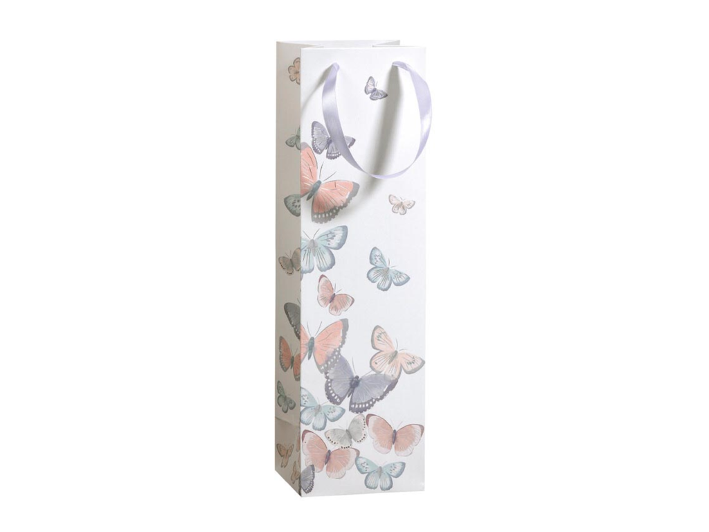 Geschenkzak tender butterflies voor fles 38x10x10cm 
