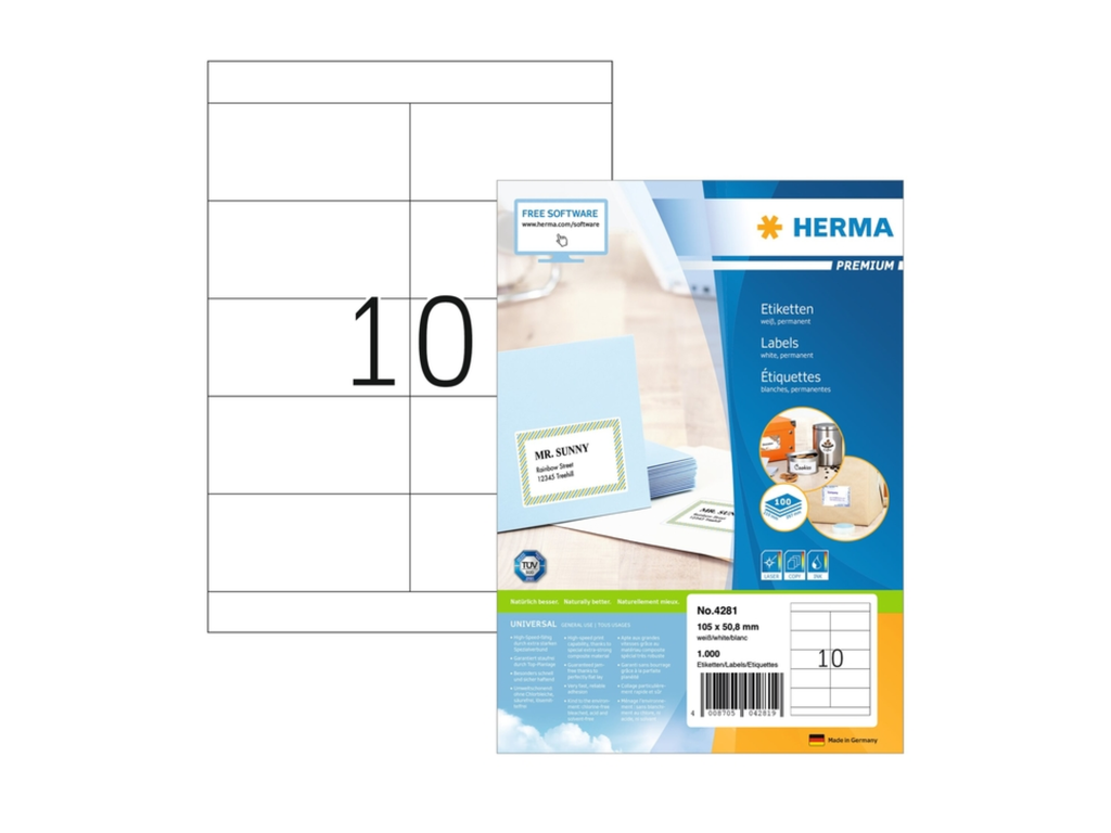 Etiket HERMA 4281 105x50.8mm premium wit (1000)