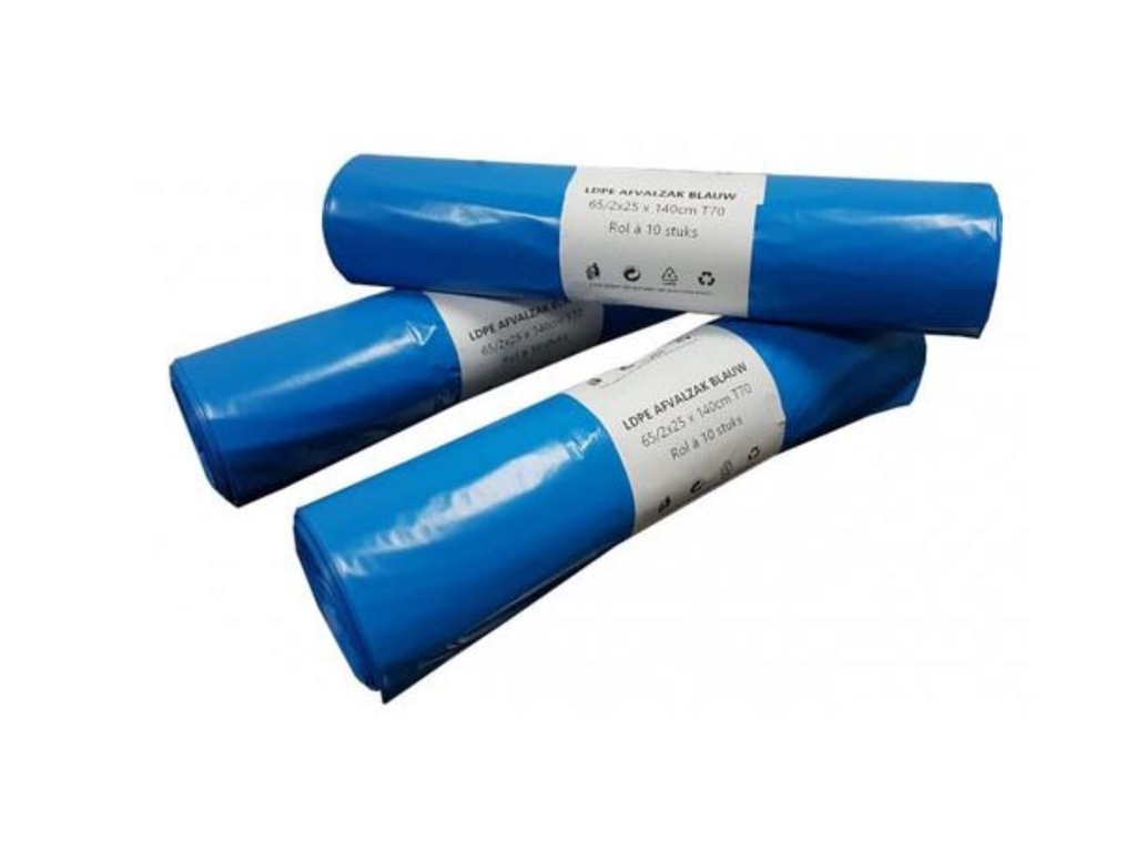 vuilniszak 65/25x140cm LDPE blauw (10)
