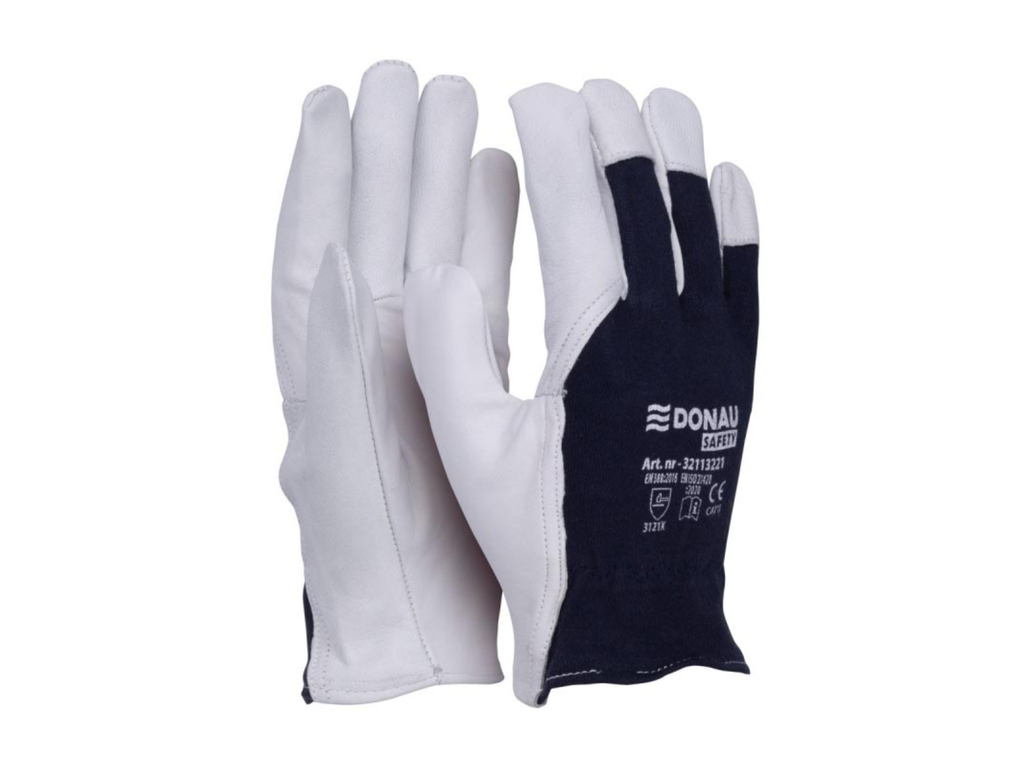 Handschoenen Donau Safety wit-blauw XL maat 10