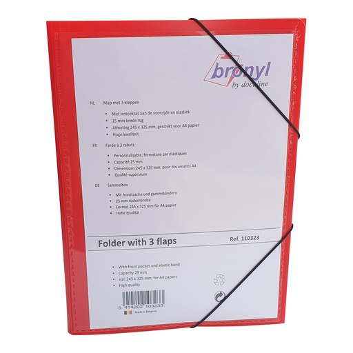 [KAN-110323] Elastomap Bronyl A4 pano PP5 3 kleppen (rood)