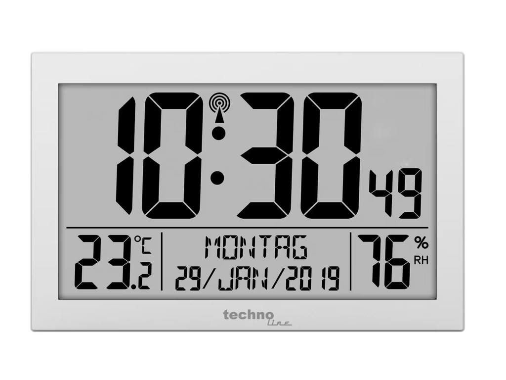 Digitale wandklok Technoline WS 8016 225x143x24mm zilver 