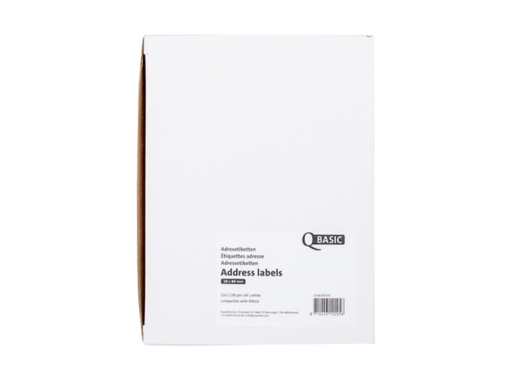 Labeletiket Qbasic 99010 28x89mm adres wit 12 rollen 
