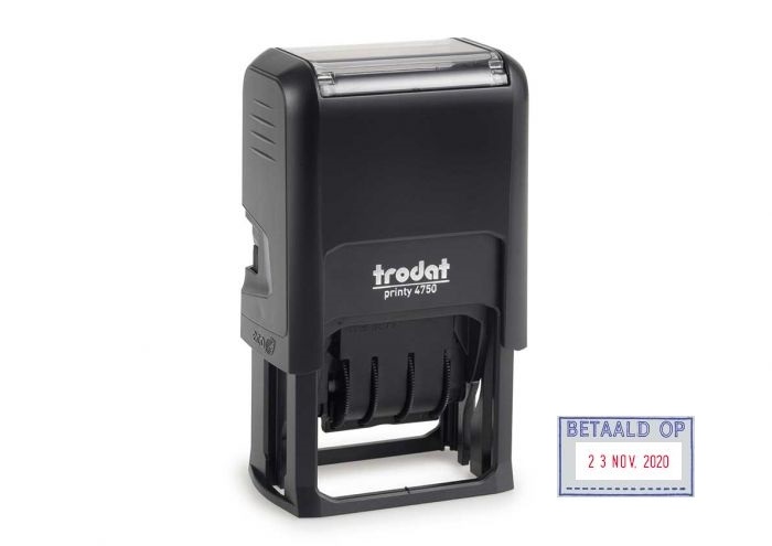 Trodat printy datumstempel 4750 + BETAALD OP blauw-rood