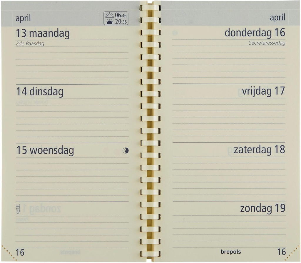 Zakagenda Brepols Optivision Pocket Palermo 90x160mm Nederlandstalig zwart 2025 1 week/2 pagina's