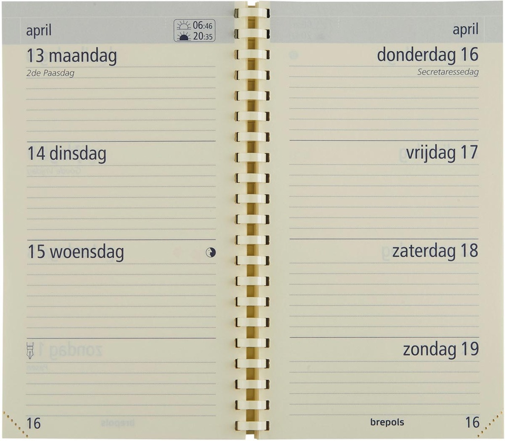 Zakagenda Brepols Optivision Pocket Palermo 90x160mm Nederlandstalig zwart 2026 1 week/2 pagina's