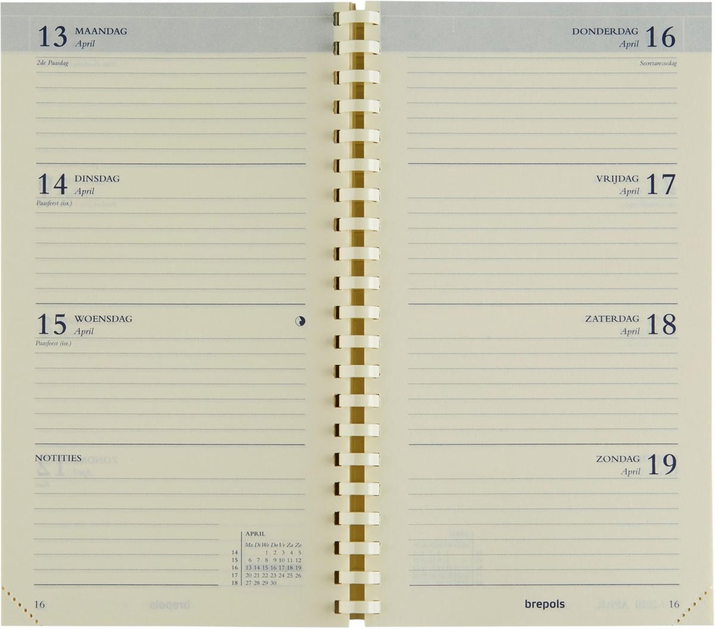 Vulling Brepols voor zakagenda Interplan Genova 89x160mm Nederlandstalig 2026 1 week/2 pagina's