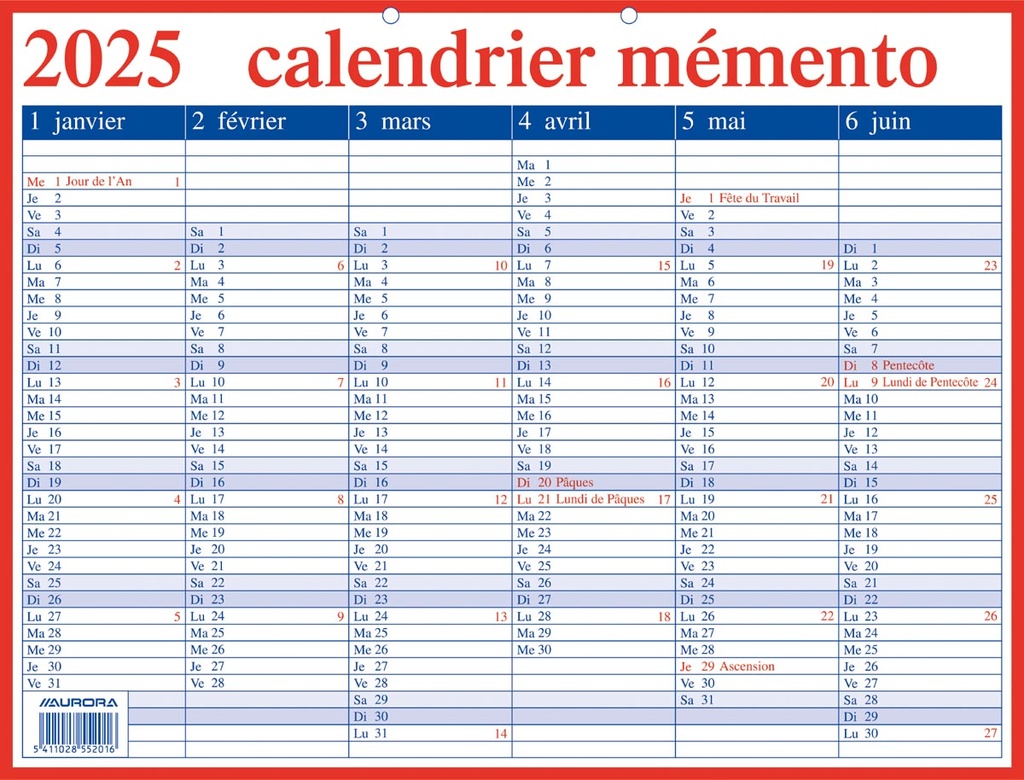 Kalender Aurora Momento 20 420x330mm FR 2025