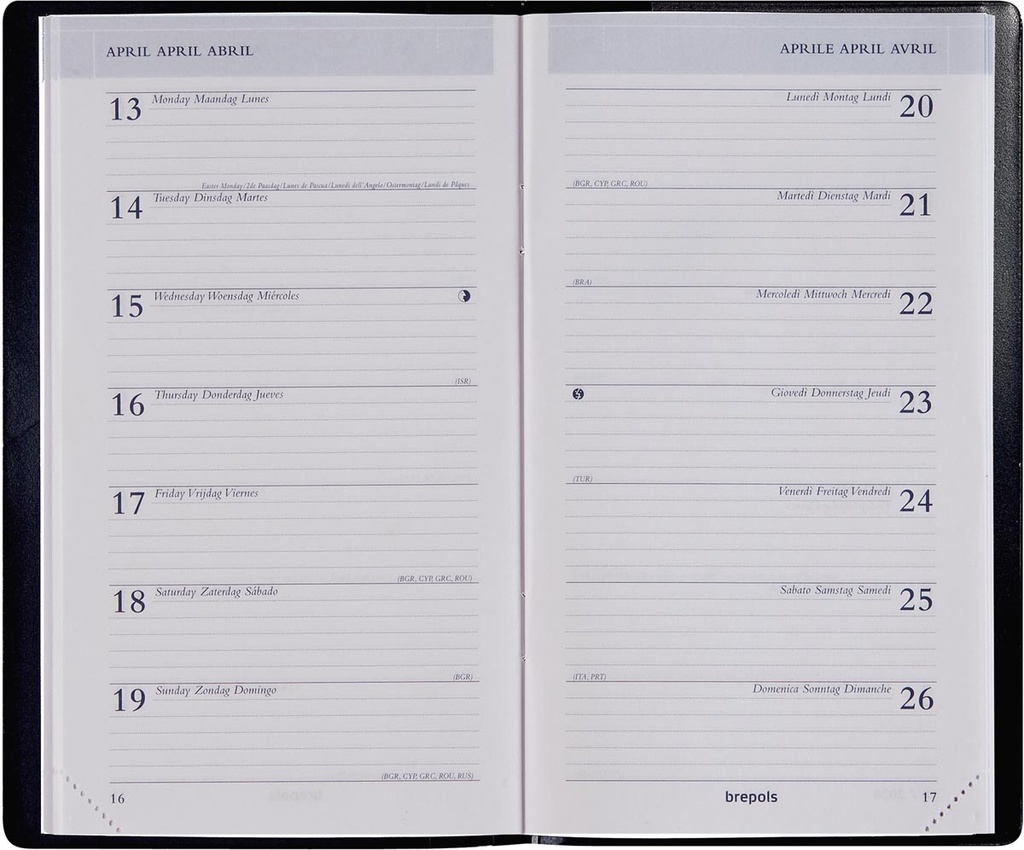 Zakagenda Brepols Breplan Seta 92x160mm zestalig assorti 2025 1 week/pagina