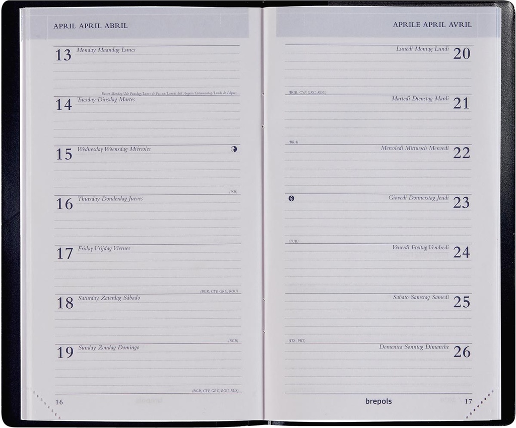 Zakagenda Brepols Breplan Seta 92x160mm zestalig assorti 2026 1 week/pagina