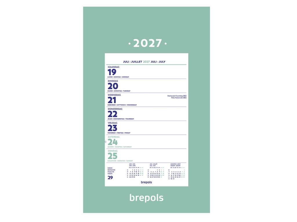 Kalender Brepols Wand-Week op schild 2027