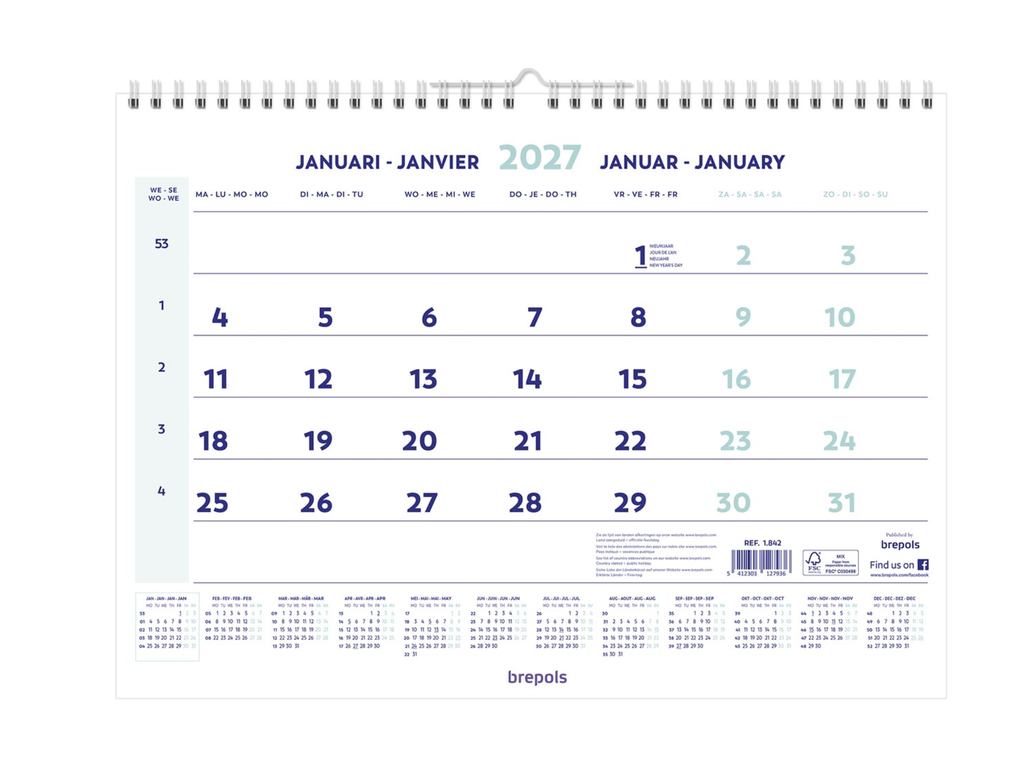 Maandkalender Brepols 2027