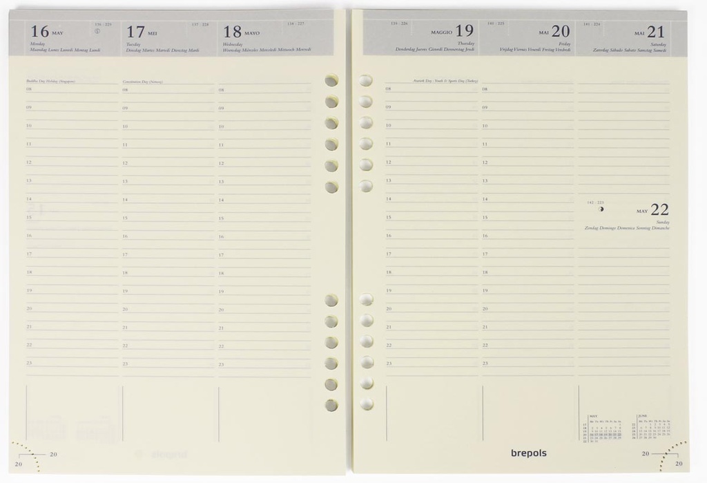 Vulling Brepols voor agenda Brefax 7 145x210mm zestalig 2026 1 week/2 pagina's