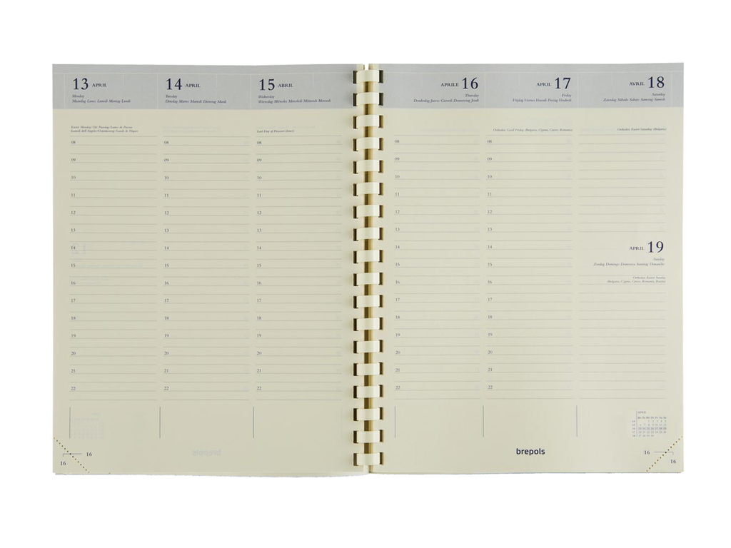 Vulling Brepols voor agenda Timing Palermo en Ravenna 168x220mm zestalig 2027 1 week/2 pagina's