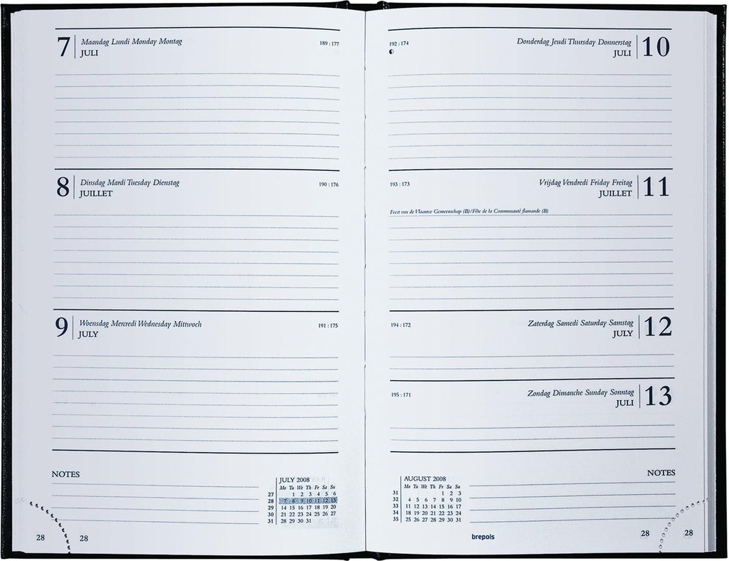 Agenda Brepols Saturnus Lima 133x210mm Nederlandstalig blauw 2025 1 week/2 pagina's