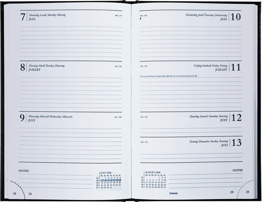 Agenda Brepols Saturnus Lima 133x210mm Nederlandstalig blauw 2026 1 week/2 pagina's