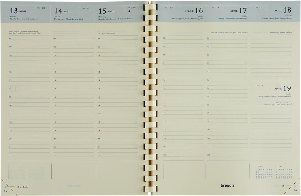 Agenda Brepols Timing Palermo 168x220mm zestalig bruin 2026 1 week/2 pagina's