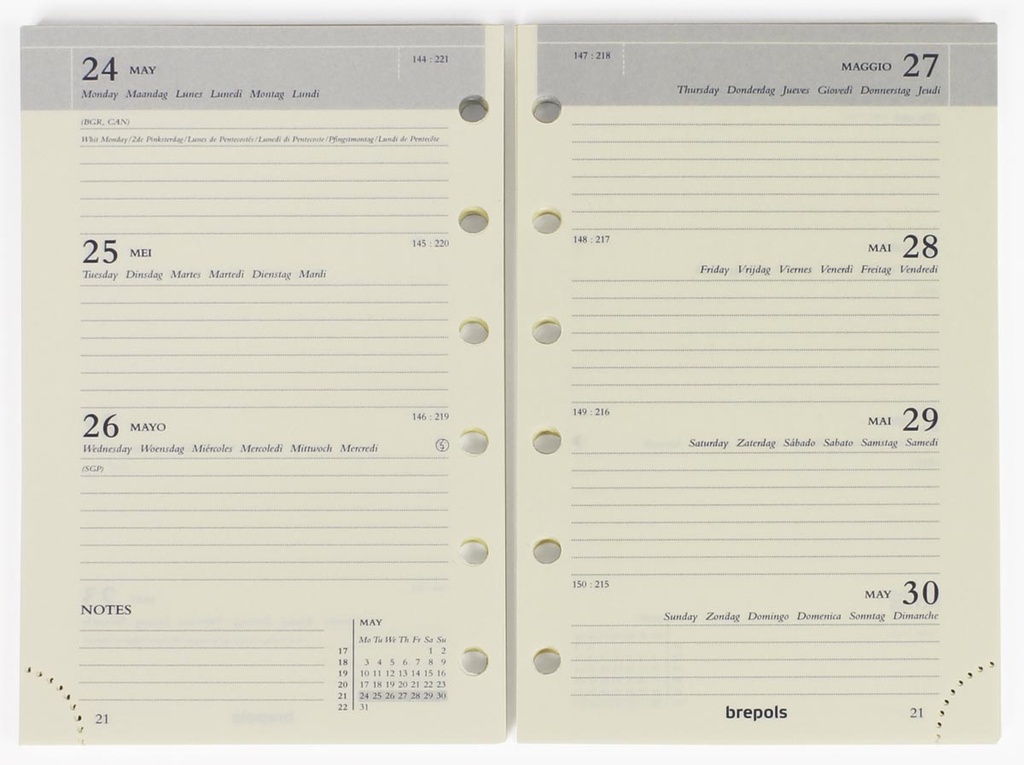 Vulling Brepols voor agenda Brefax 27 Ravenna 80x125mm zestalig 2026 1 week/2 pagina's