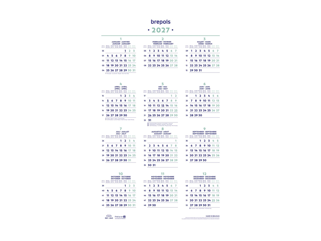 Jaarkalender Brepols 2027