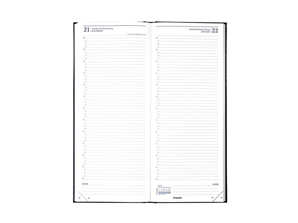 Agenda Brepols Saturnus Lima 128x330mm viertalig zwart 2027 1 dag/pagina