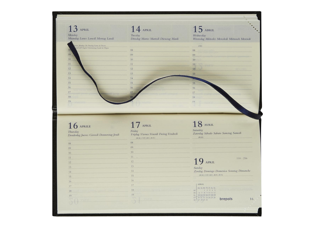 Agenda Brepols Breprint Lima 81x166mm zestalig zwart 2027 1 week/2 pagina's