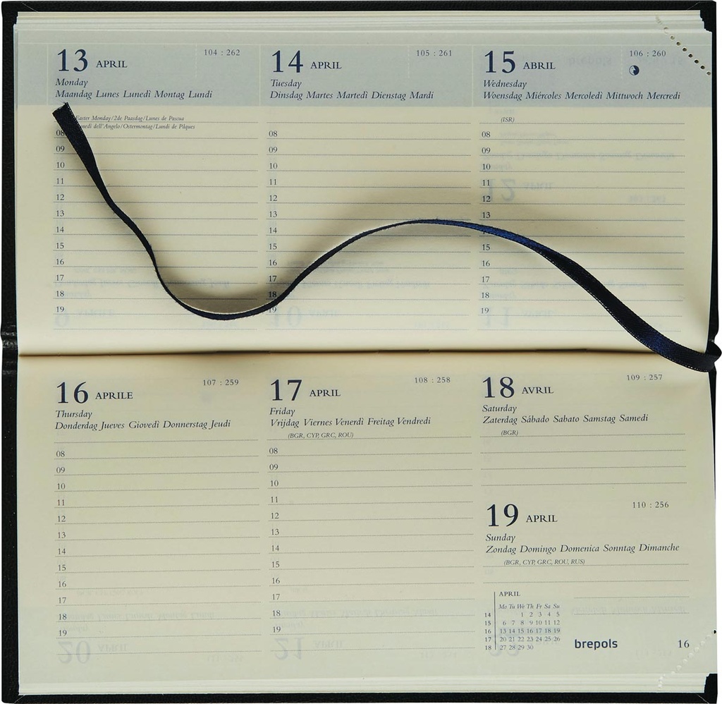 Zakagenda Brepols Breprint Lima 81x166mm zestalig zwart 2026 1 week/2 pagina's