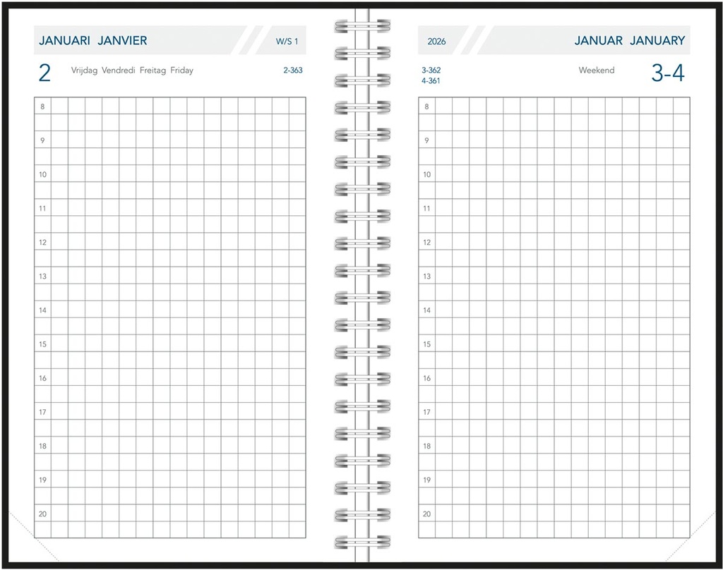 Zakagenda Aurora Technica 10W 105x165mm viertalig assorti 2026 1 dag/pagina