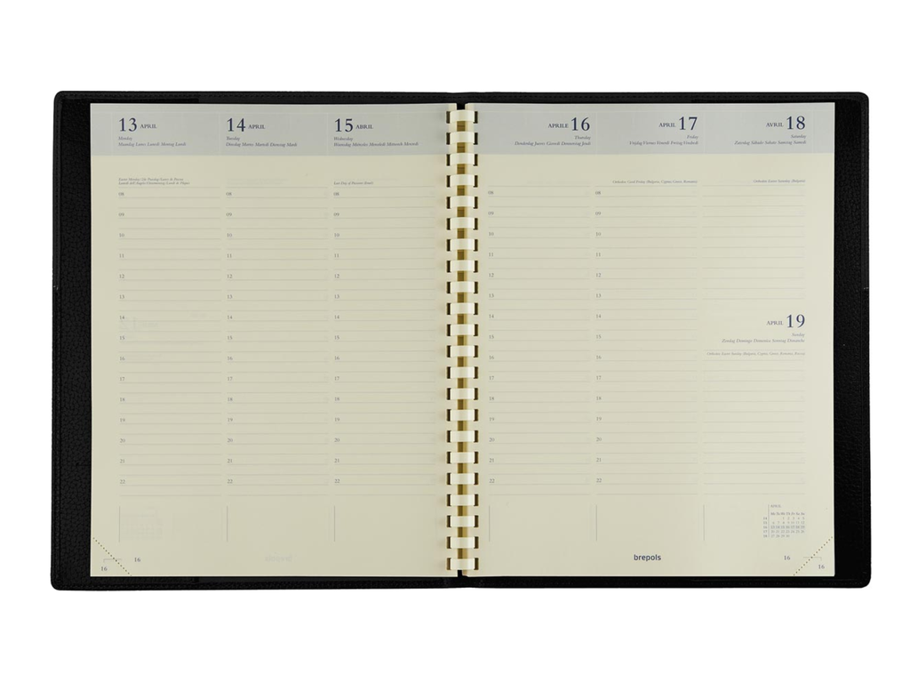 Agenda Brepols Concorde Calpe 207x270mm 2027 zestalig zwart 1 week/2 pagina's
