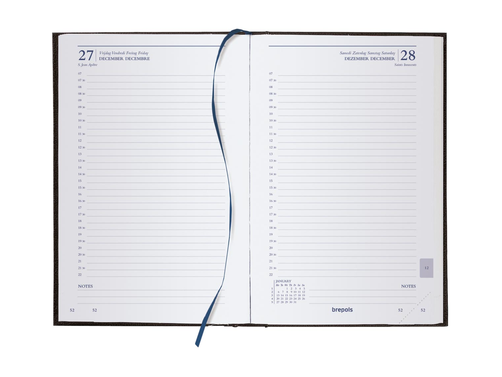 Agenda Brepols Saturnus Lima Luxe 133x208mm viertalig bordeaux 2027 1 dag/pagina