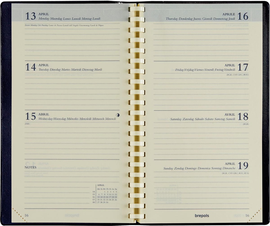 Zakagenda Brepols Interplan Palermo 89x160mm zestalig bruin 2026 1 week/2 pagina's