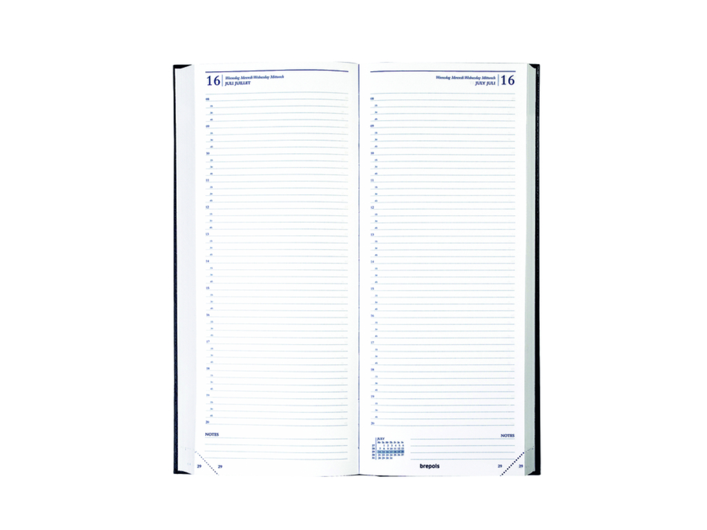 Agenda Brepols Saturnus Lima 128x330mm lang viertalig zwart 2027 1 dag/2 pagina's